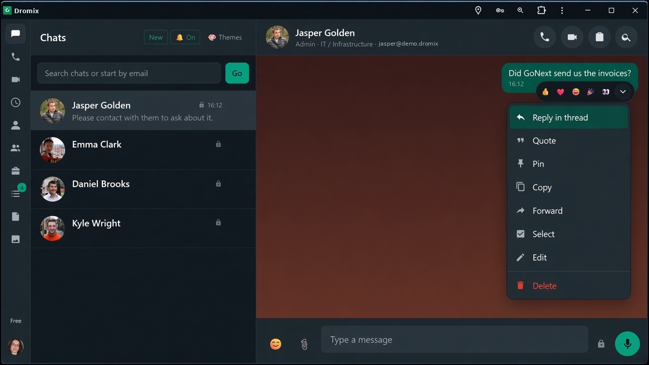 Start a thread from a chat